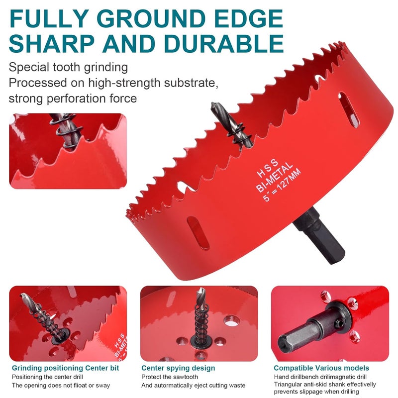Allwin 3-15/16 Inch / 100mm Hole Saw for Wood, Plastic Board, Ceiling,Drywall, and Metal Sheet - HSS Bi-Metal Hole Cutter with Pilot Drill Bit - Image 3
